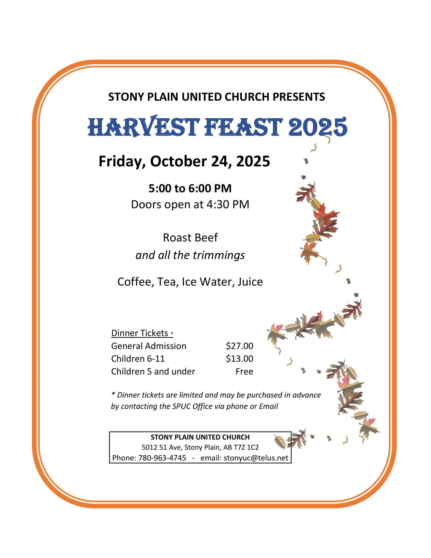 poster for the upcoming Harvest Feast.